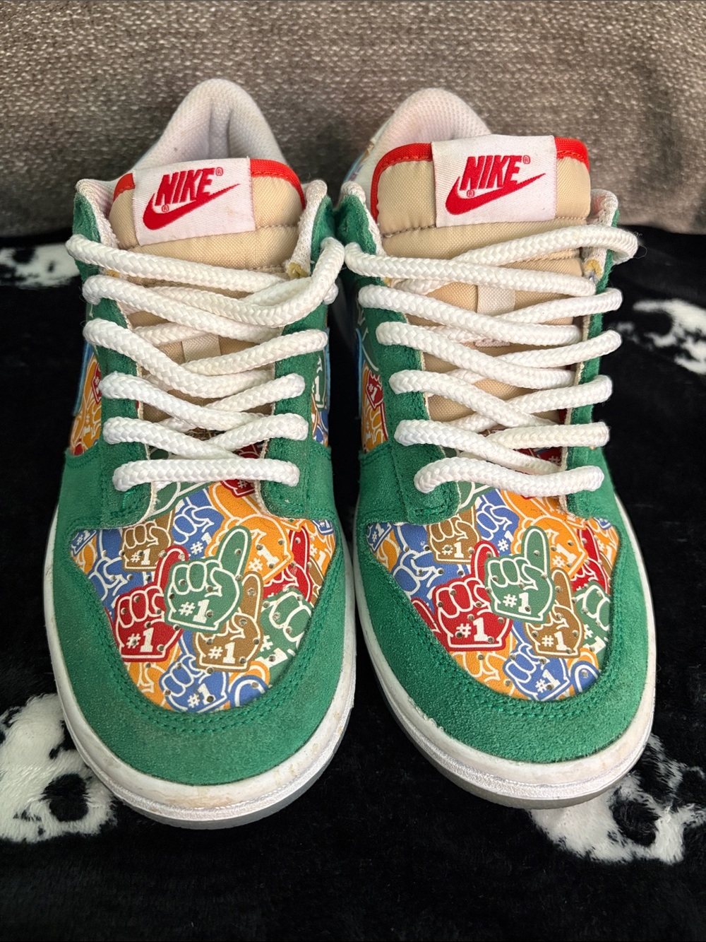 Nike Green Suede Low Top Sneakers with #1 Foam Finger